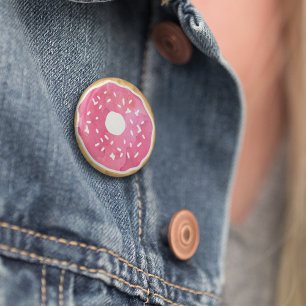 Magenta Hot Pink Donut Button