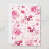 Magenta Hot Pink Floral Elegante bruiloft uitnodig Kaart (Achterkant)