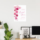 Magenta Hot Pink Floral Vrijgezellenfeest Welkomst Poster (Thuiskantoor)