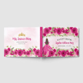 Magenta Hot Pink Gold Floral Princess Quinceañera Gastenboek (Volledig)