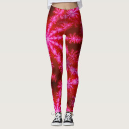 Magenta Hot Pink Psychedelic Mandelbrot Fractal Leggings