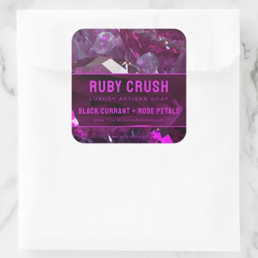 Magenta Hot Pink Ruby Red Abstract Product Label (Tas)