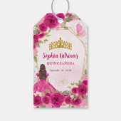 Magenta Hot Roze Goud Bloemen Prinses Tiara Favori Cadeaulabel (Voorkant)