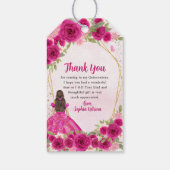 Magenta Hot Roze Goud Bloemen Prinses Tiara Favori Cadeaulabel (Achterkant)