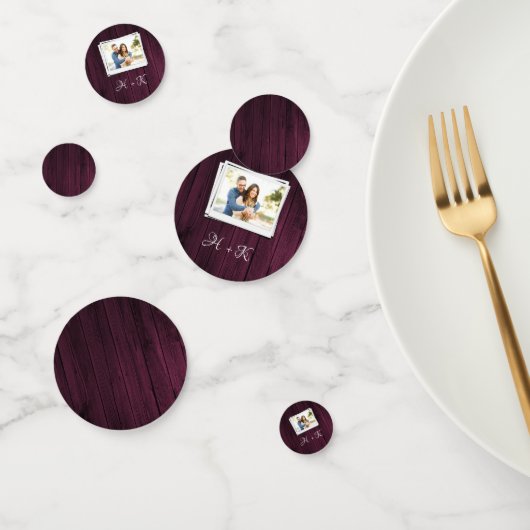 Magenta Houten Foto Bruidsdouche Confetti (Groep)