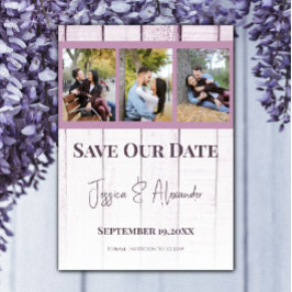 Magenta Houten Fotocollage Save The Date