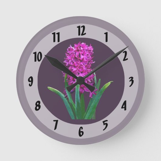 Magenta Hyacinth Ronde Klok (Voorkant)