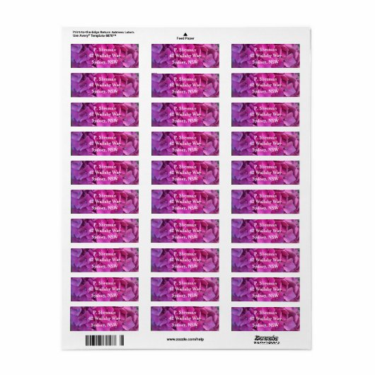 Magenta Hydrangea retour adres label (Full Sheet)