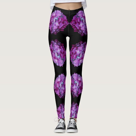Magenta Hydrangeas Leggings (Voorkant)