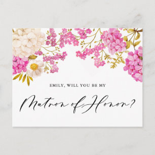 Magenta Hydrangeas Matron of Honor proposal Kaart