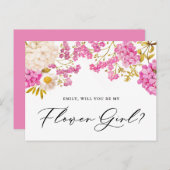 Magenta Hydrangeas wordt mijn Bloemenmeisje-Kaart Briefkaart (Voorkant / Achterkant)