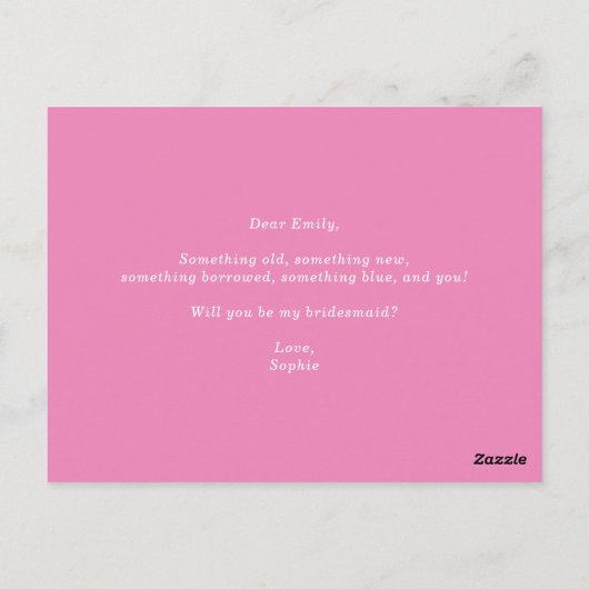 Magenta Hydrangeas zal mijn Bridesmaïde Kaart zijn (Achterkant)