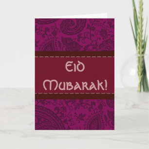 Magenta Indiase damast Eid Mubarak Feestdagen Kaart