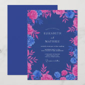 Magenta Indigo Loof Eucalyptus Bruiloft Kaart (Voorkant / Achterkant)
