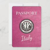 Magenta Italië Paspoort bruiloft uitnodiging (Achterkant)