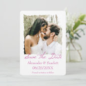 Magenta Jagged Lijst Foto slaat de datum op Aankondiging (Staand voorkant)