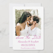 Magenta Jagged Lijst Foto slaat de datum op Aankondiging (Voorkant)