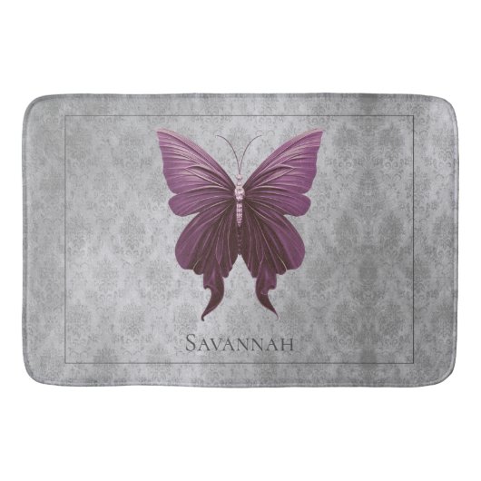 Magenta Jeweled Butterfly Badmat (Voorkant)