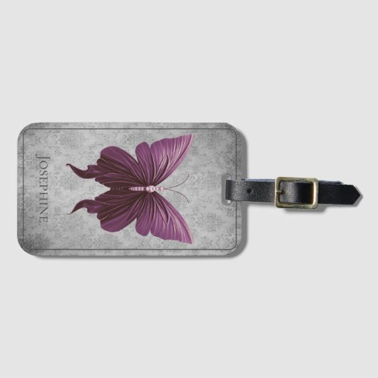 Magenta Jeweled Butterfly Bagagelabel (Voorkant (horizontaal))