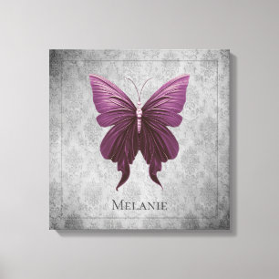 Magenta Jeweled Butterfly Canvas Afdruk