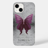 Magenta Jeweled Butterfly Damask Case-Mate iPhone Case (Achterkant)