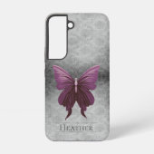 Magenta Jeweled Butterfly Damask Samsung Galaxy Hoesje (Achterkant)