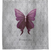 Magenta Jeweled Butterfly Douchegordijn (Voorkant)