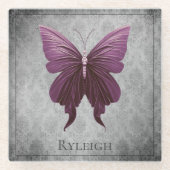 Magenta Jeweled Butterfly Glazen Onderzetter (Voorkant)