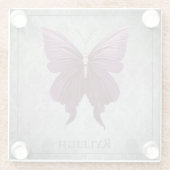 Magenta Jeweled Butterfly Glazen Onderzetter (Achterkant)