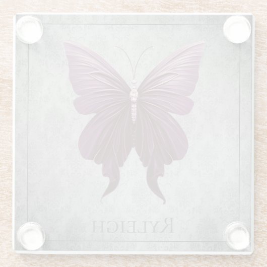 Magenta Jeweled Butterfly Glazen Onderzetter (Achterkant)