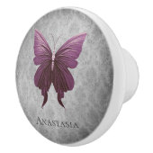 Magenta Jeweled Butterfly Keramische Knop (Rechts)