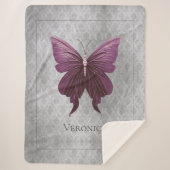 Magenta Jeweled Butterfly Sherpa Deken (Voorkant)