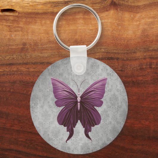 Magenta Jeweled Butterfly Sleutelhanger (Achterkant)