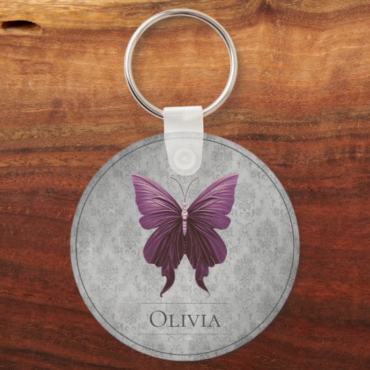 Magenta Jeweled Butterfly Sleutelhanger (Voorkant)