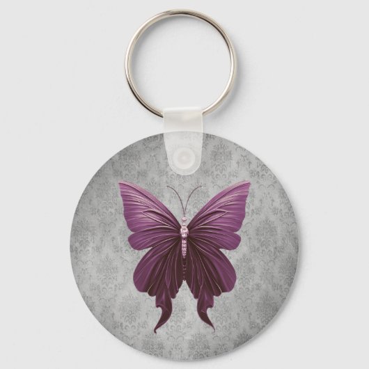 Magenta Jeweled Butterfly Sleutelhanger (Achterkant)