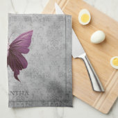 Magenta Jeweled Butterfly Theedoek (Quarter Fold)