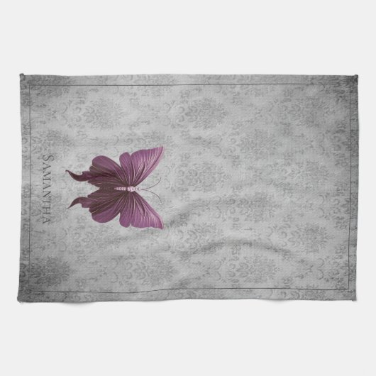 Magenta Jeweled Butterfly Theedoek (Horizontaal)