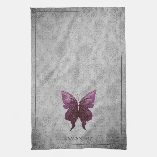 Magenta Jeweled Butterfly Theedoek (Verticaal)