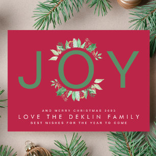 Magenta JOY Wreatfoto van Magenta Magenta (Modern  Feestdagenkaart