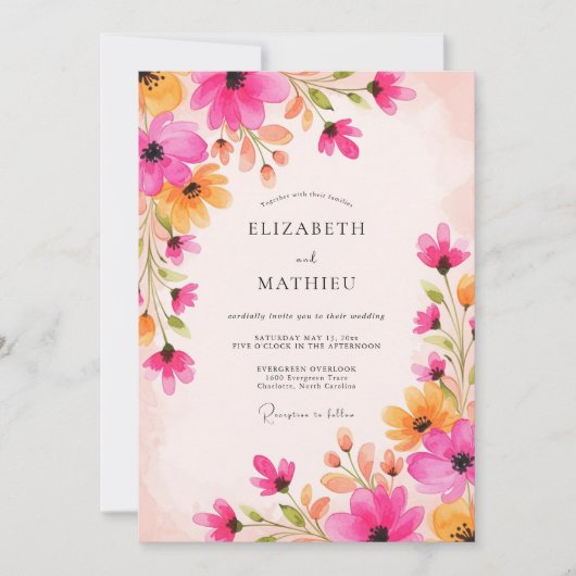 Magenta Joyous Summer Wedding Kaart (Voorkant)