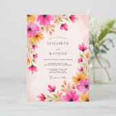 Magenta Joyous Summer Wedding Kaart (Staand voorkant)