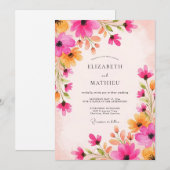 Magenta Joyous Summer Wedding Kaart (Voorkant / Achterkant)