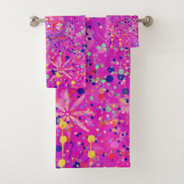 Magenta Jubileum Abstracte Print Bad Handdoek