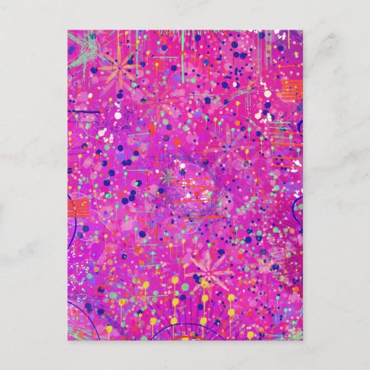 Magenta Jubileum Abstracte Print  Briefkaart (Voorkant)