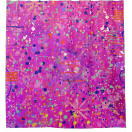 Magenta Jubileum Abstracte Print Douchegordijn