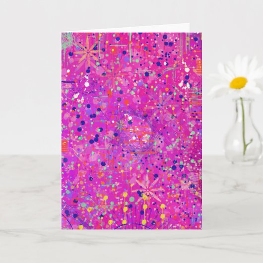 Magenta Jubileum Abstracte Print  Kaart (Kleine Plant)