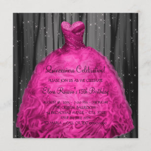 Magenta Jurk Quinceanera Kaart