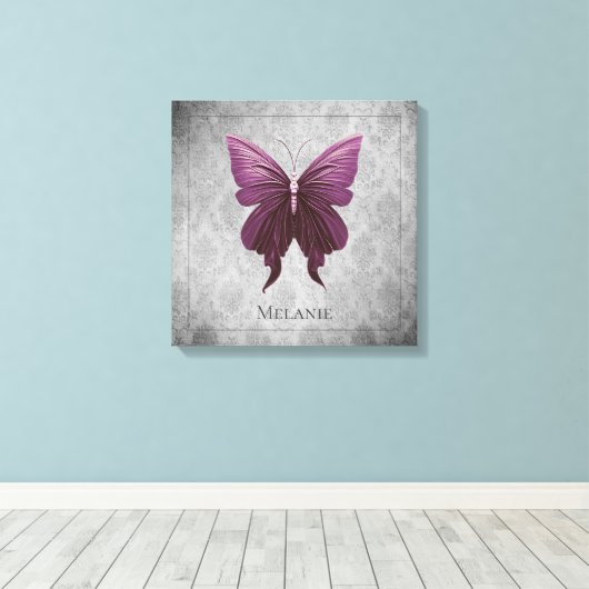 Magenta Juweelvlinder Canvas Afdruk (Insitu (Houten vloer))