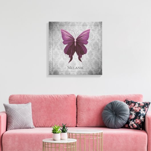 Magenta Juweelvlinder Canvas Afdruk (Insitu (Woonkamer))