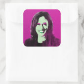 Magenta Kamala Harris Pop Art Vierkante Sticker (Tas)